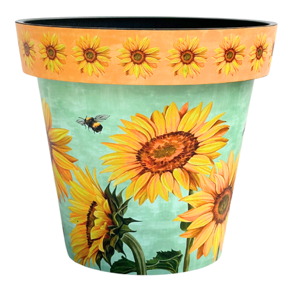 Zest Garden Pot - Watercolour Sunflower (5 Sizes Available)
