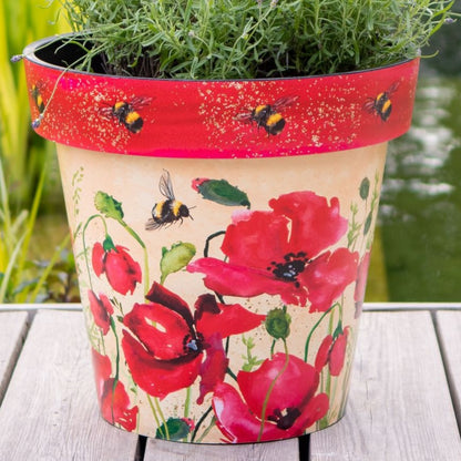 30cm Zest Outdoor Garden Pot - Poppies & Bees