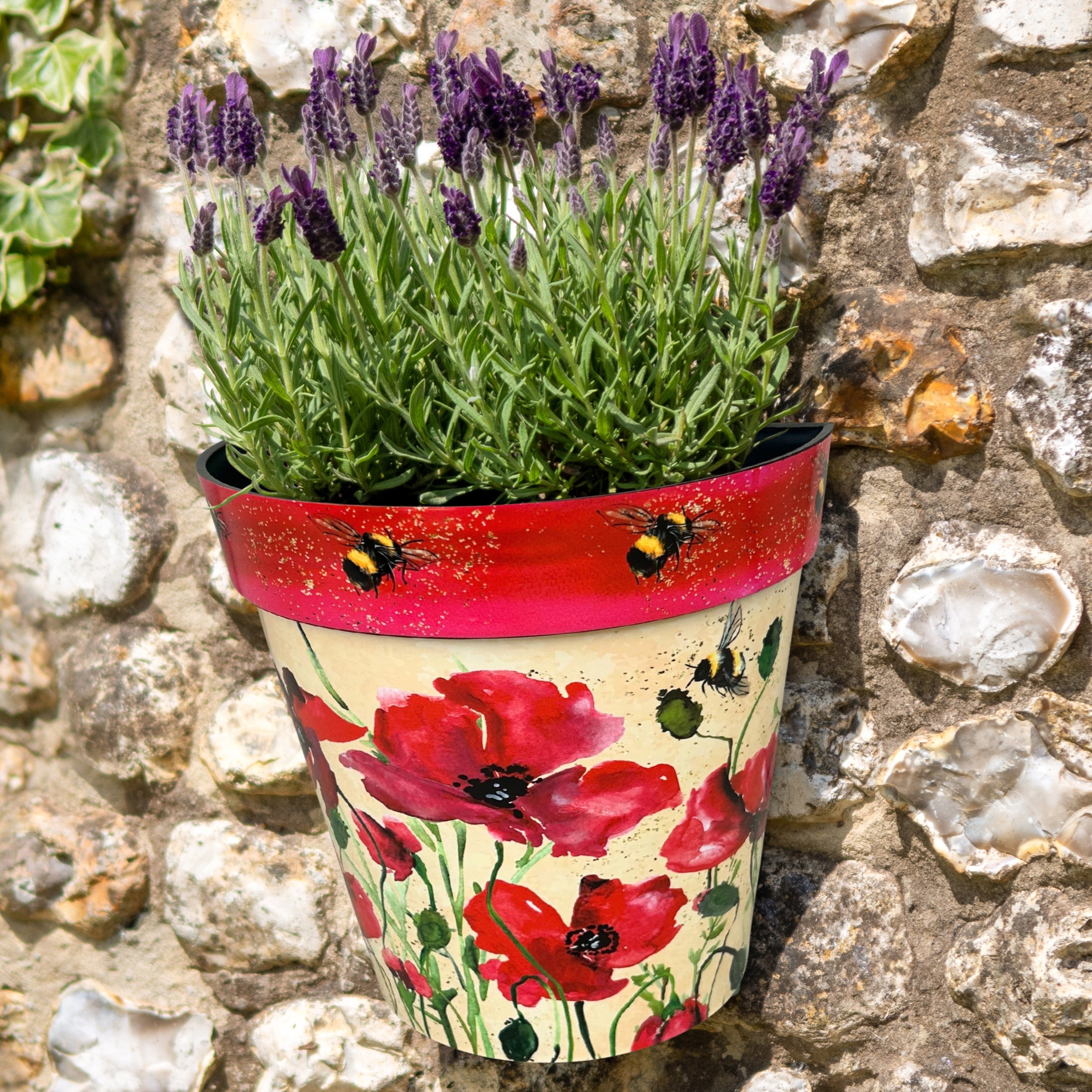 Zest Wall Pot - Poppies & Bees