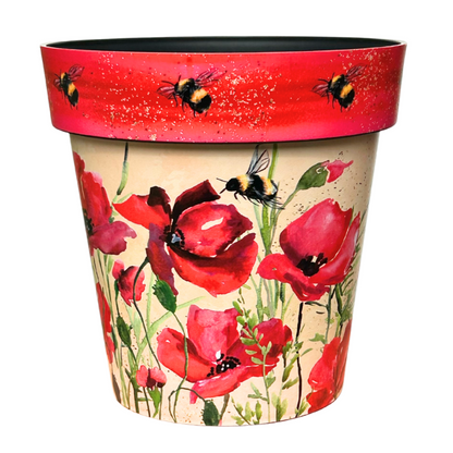 30cm Zest Outdoor Garden Pot - Poppies & Bees