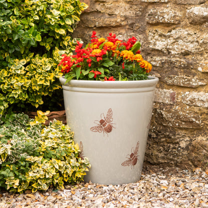 40cm Meadow Bee Pot - Grey