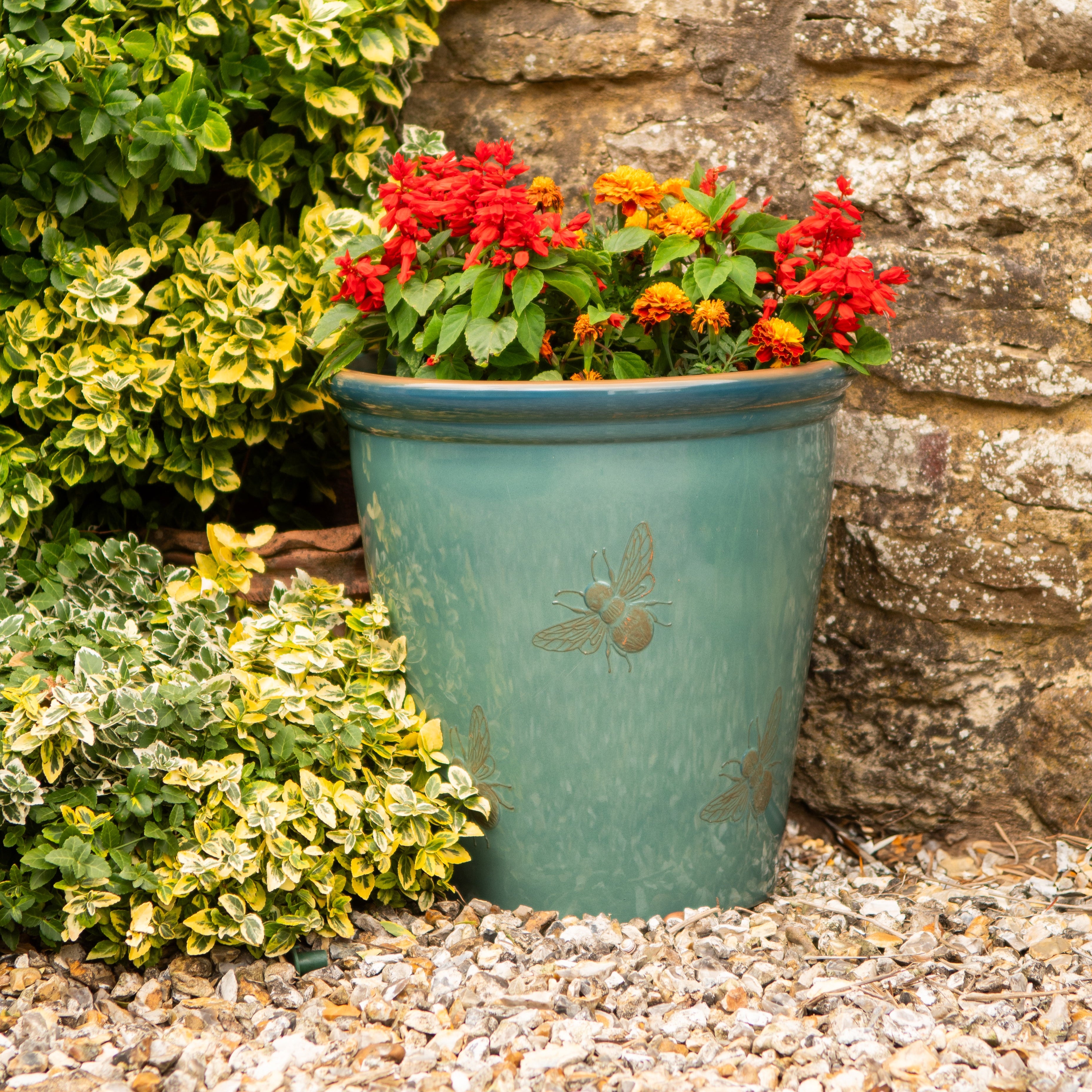 40cm Meadow Bee Pot - Sea Green