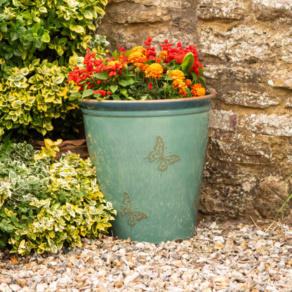 40cm Meadow Butterfly Pot - Sea Green