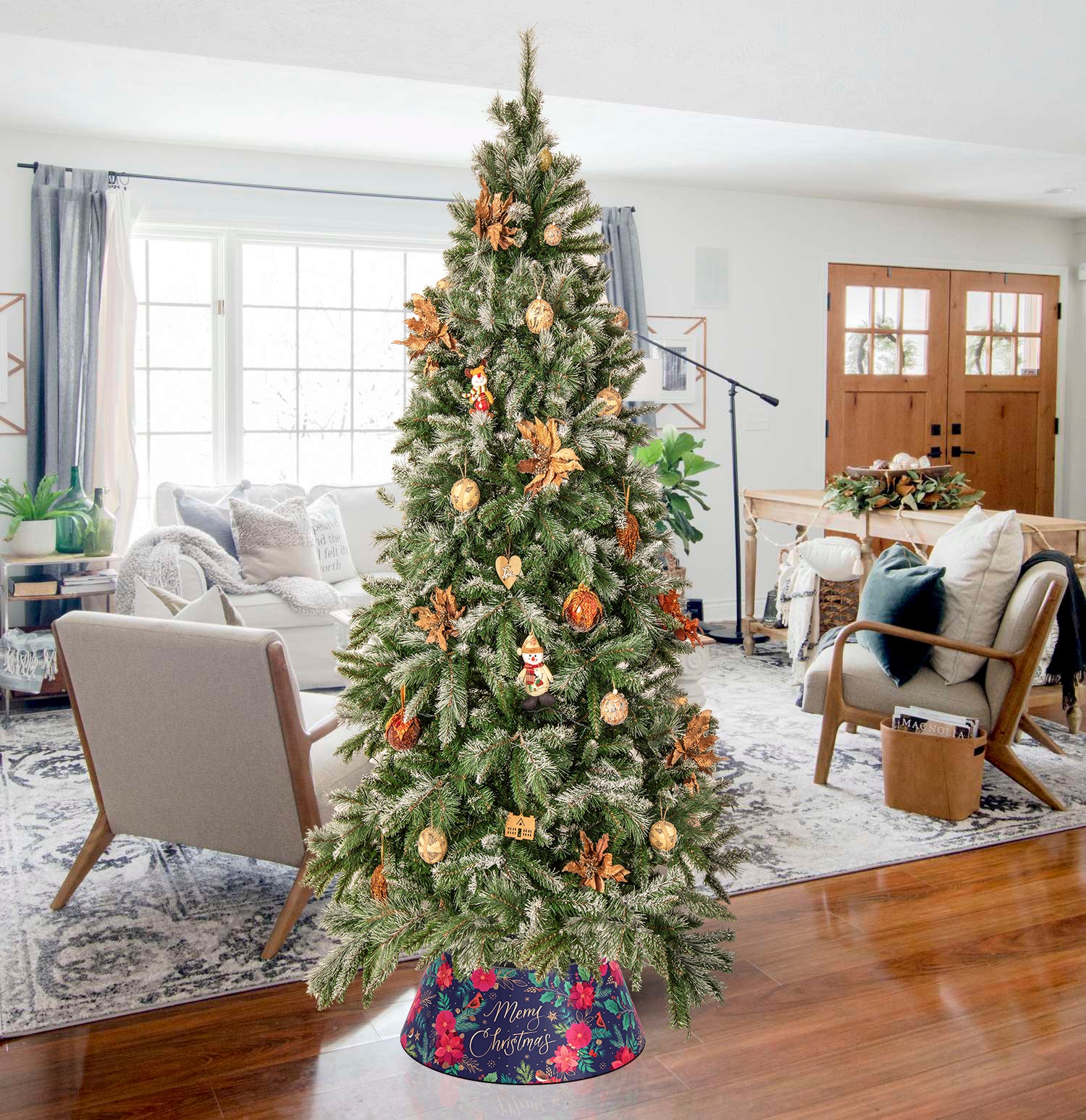 Tree Skirt - Blue Poinsettia