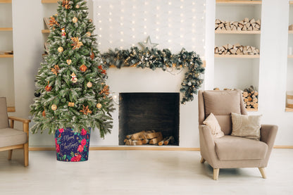 Christmas Tree Pot - Blue Poinsettia
