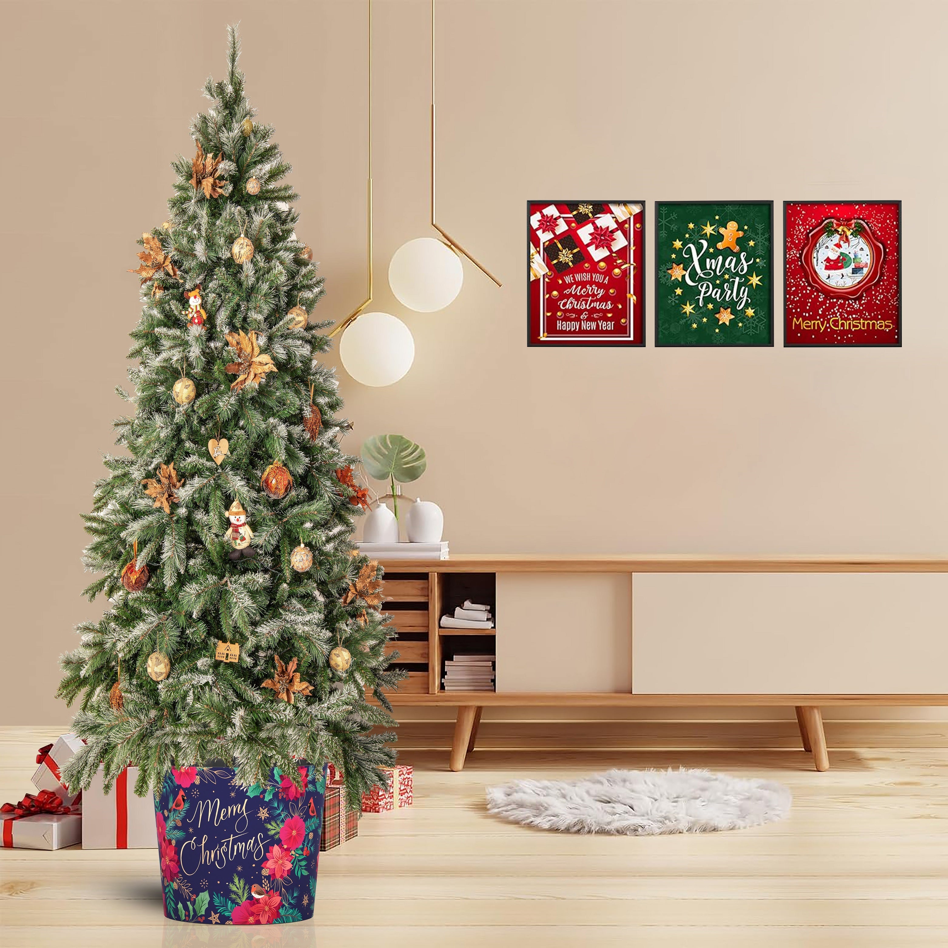 Christmas Tree Pot - Blue Poinsettia