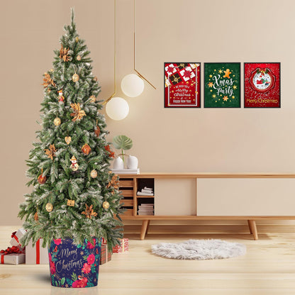 Christmas Tree Pot - Blue Poinsettia