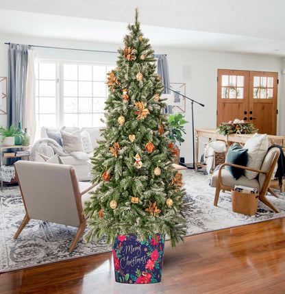 Christmas Tree Pot - Blue Poinsettia
