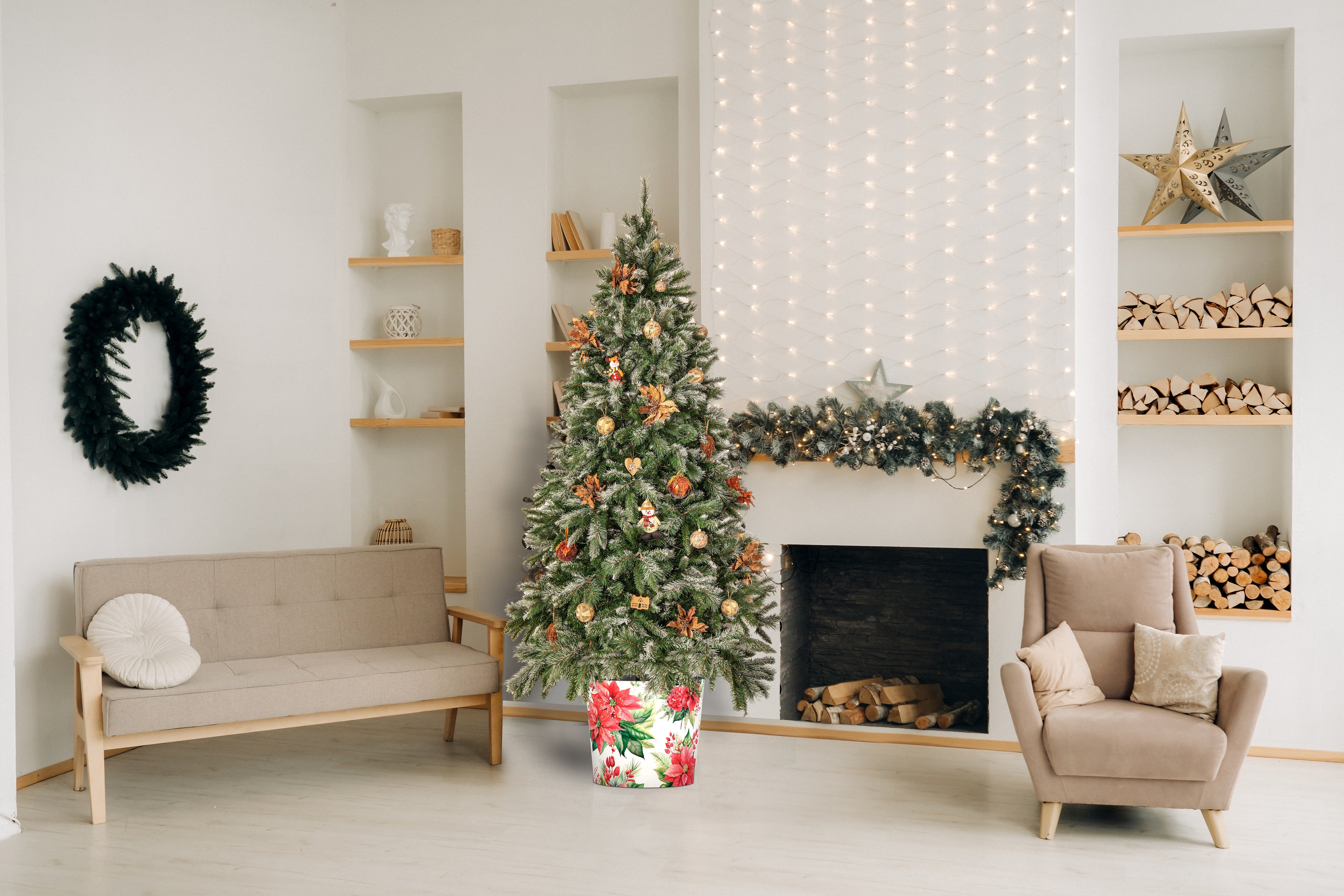 Christmas Tree Pot - Poinsettia