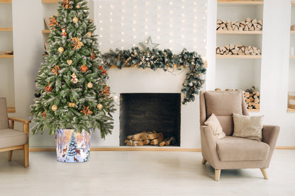 Christmas Tree Pot - Snowy Woodland Scene