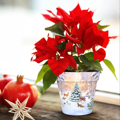 Snowy Woodland Scene Pot (two sizes available)