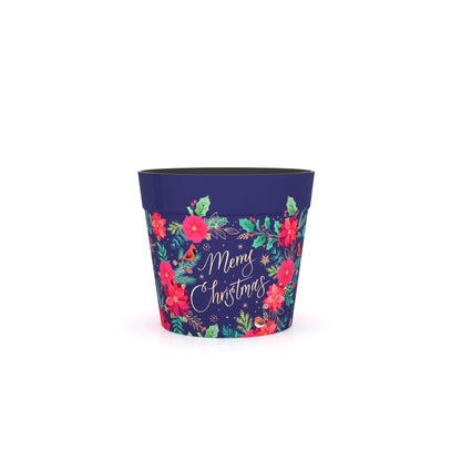 Blue Poinsettia Pot - (two sizes available)