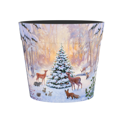 Snowy Woodland Scene Pot (two sizes available)