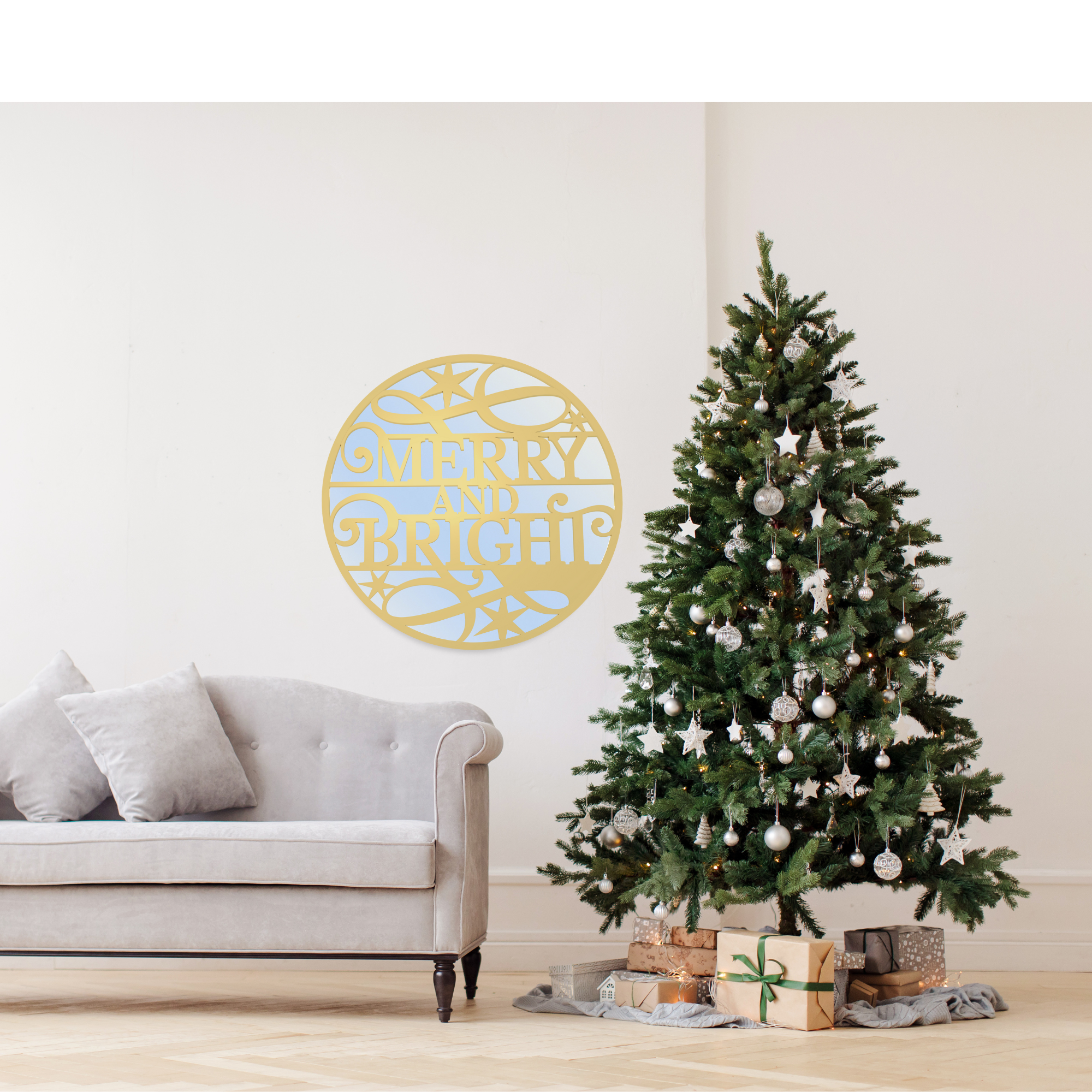 Merry and Bright Mirror - Gold