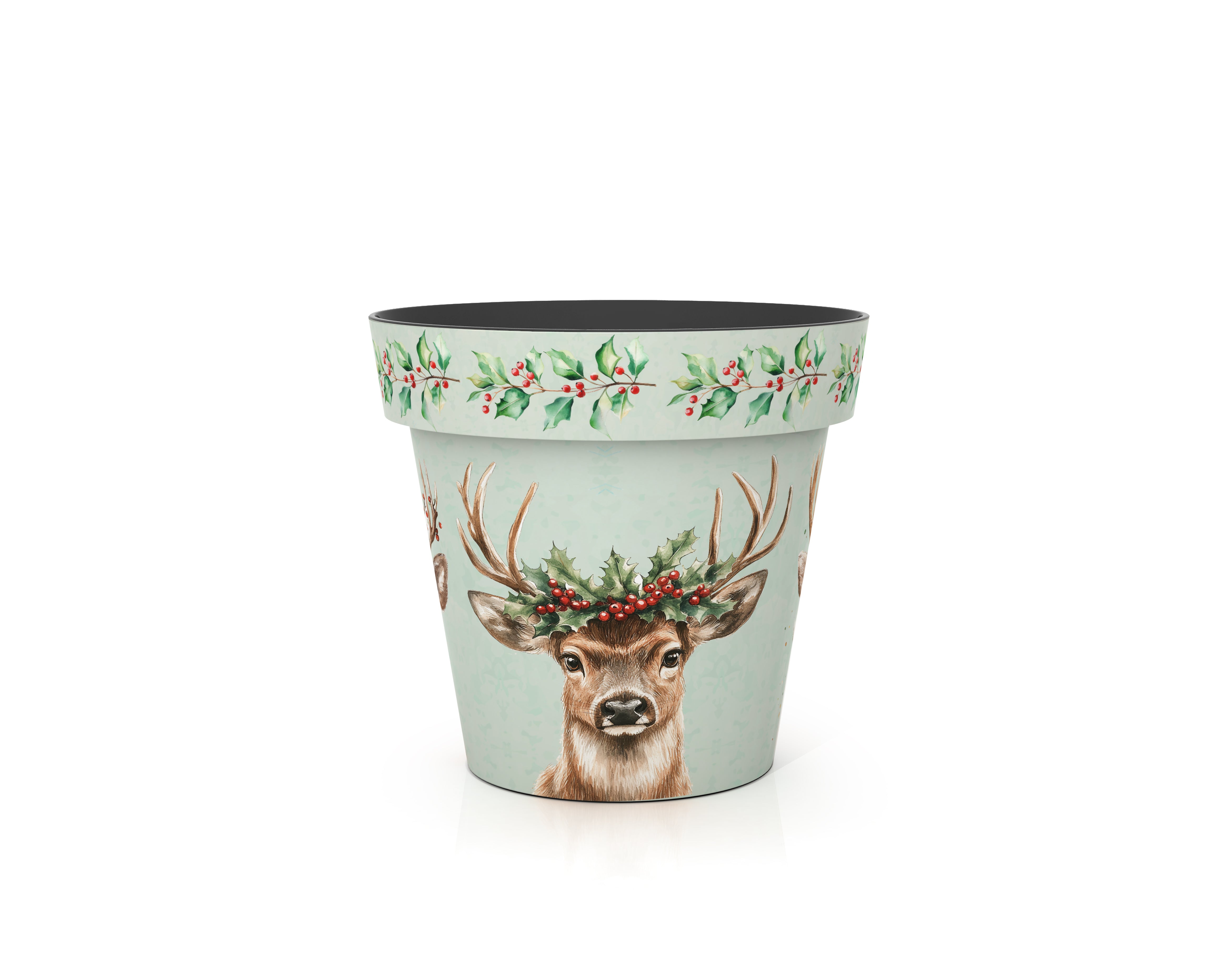Holly and Stags - Christmas Tree Pot Cover