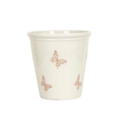 40cm Meadow Butterfly Pot - Off White