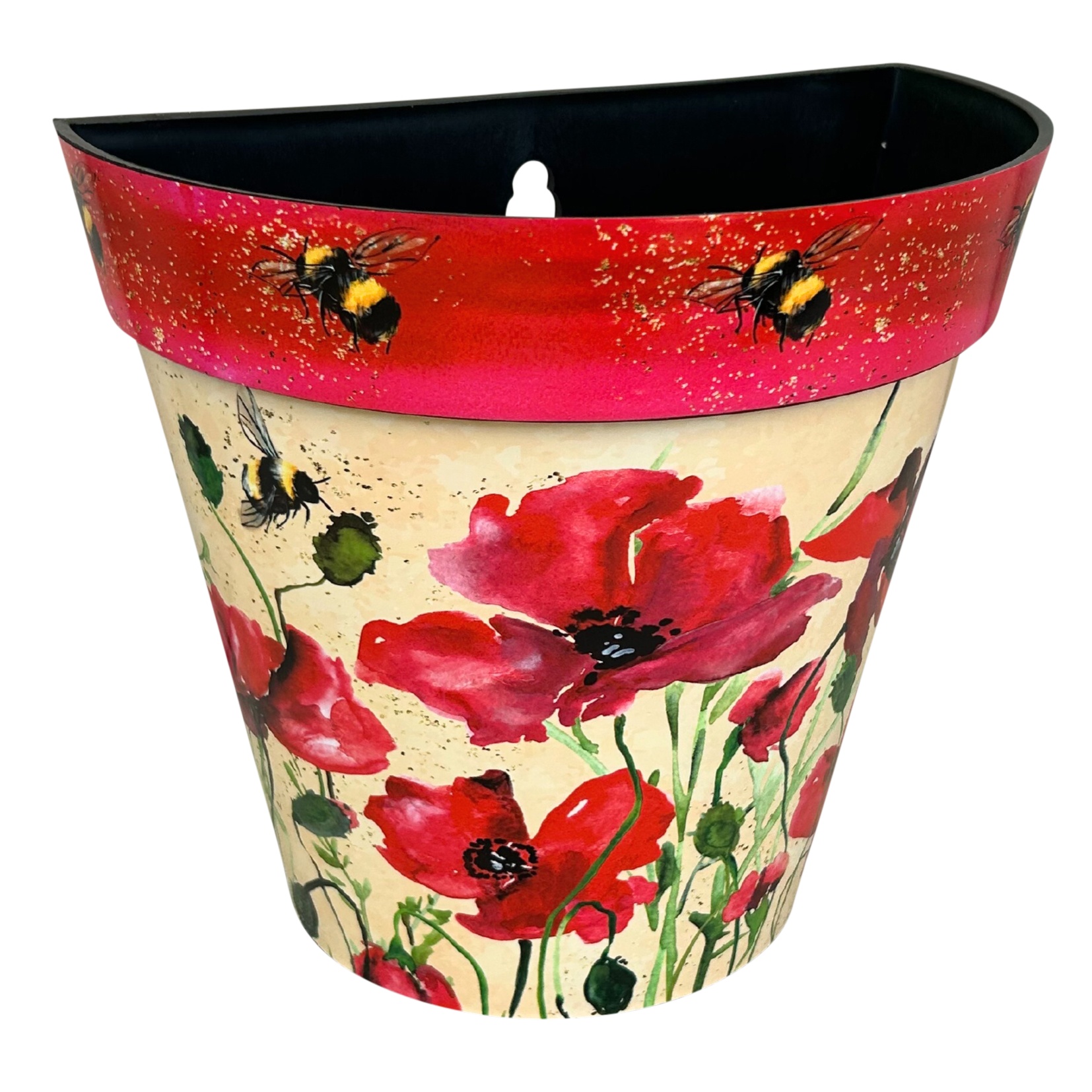 Zest Wall Pot - Poppies & Bees