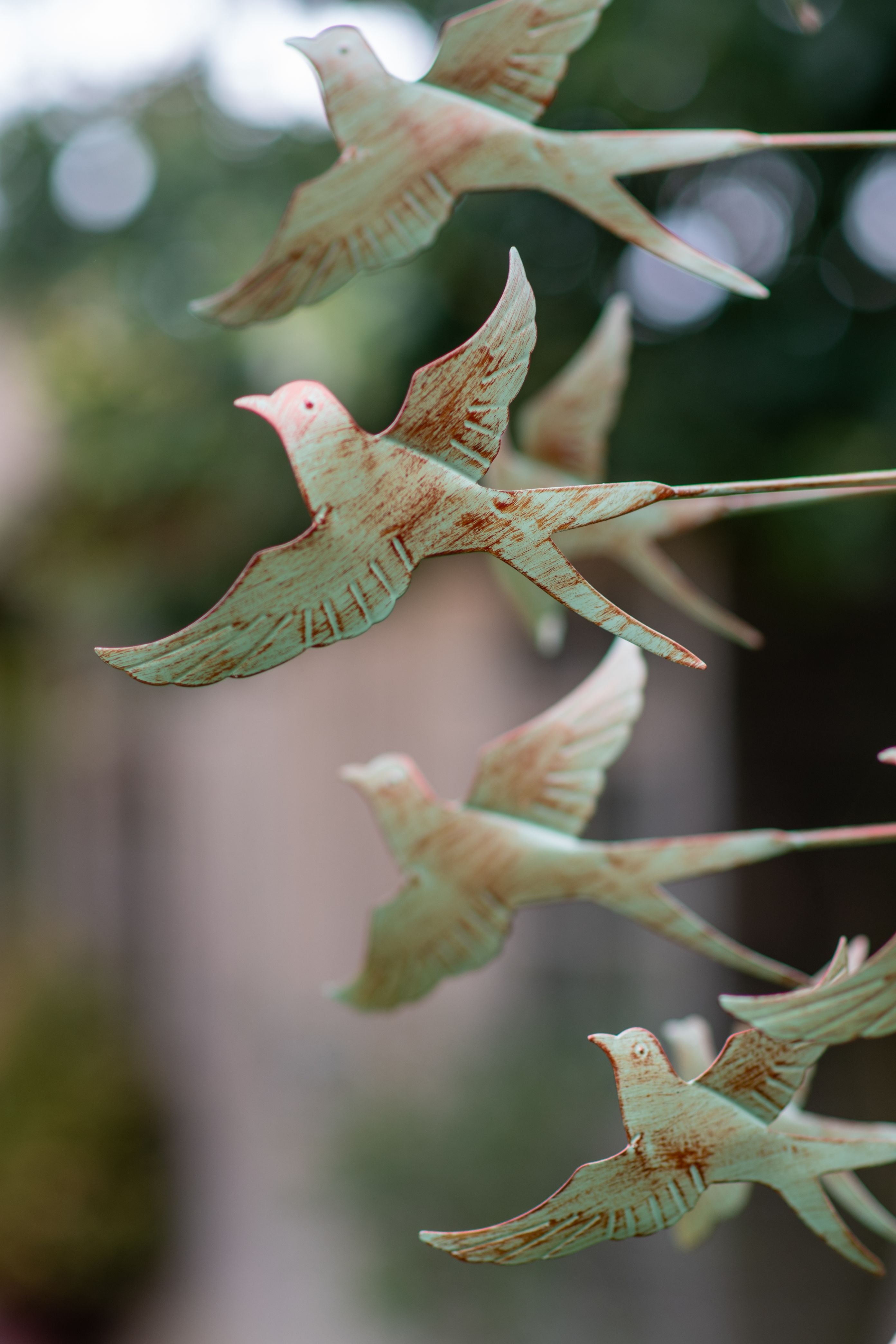 Verdigree Swallows Wind Sculpture