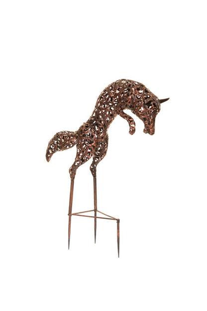 Bronze Leaping Fox Sculpture