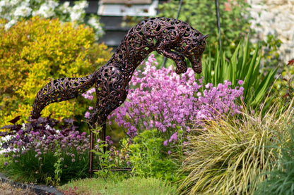 Bronze Leaping Fox Sculpture