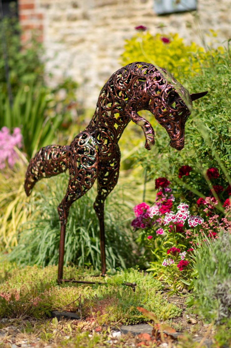 Bronze Leaping Fox Sculpture