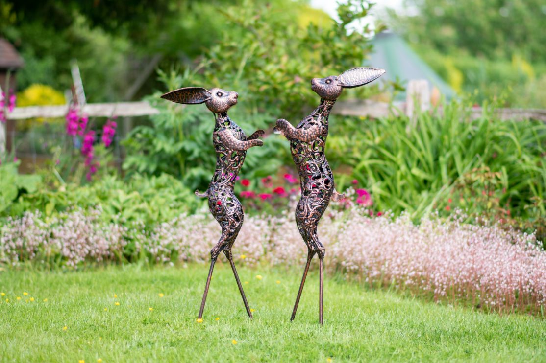 Bronze Boxing Hares Sculpture