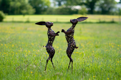 Bronze Boxing Hares Sculpture